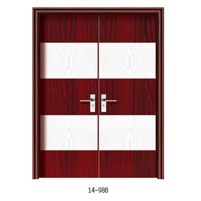 China Cheap Price Modern Customized Two Tone Morden Luxury Security Entrance Front Door Pvc Wooden Doors for sale