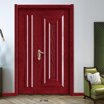 China High Quality Modern Luxury Design Double Door Base Track PVC External Wood Door With Factory Cheap Price for sale