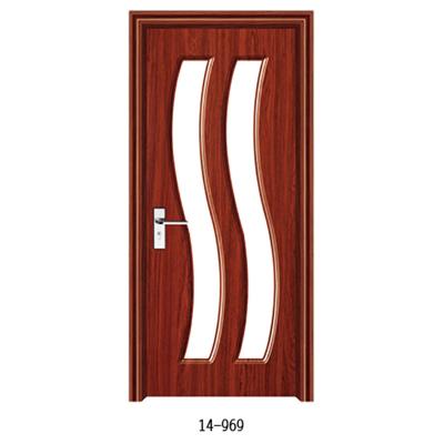 China Modern Cheap Price Simple Design Turkish Style Finished Exterior Glass Inset PVC Veneer Wood Interior Door For Houses for sale