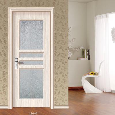 China Asia Home Use Living Room PVC Waterproof Door Bathroom Waterproof Panel Door With Glass for sale