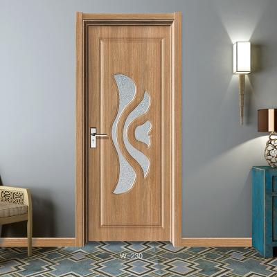 China Waterproof Chinese Manufacturers Waterproof Glass Door PVC Soundproof Interior Door For Bedroom Bathroom for sale