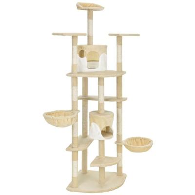 China Sustainable Eu Standard For Sale Environmental Friendly Hot Vinyl Customized Toysdeluxe Post Cat Tower With Cat Scratching Including Comfortable for sale