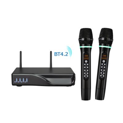 China Handheld Professional Wireless Microphone Home Wireless System UHF Microphone Rechargeable ECHO Microphone for sale