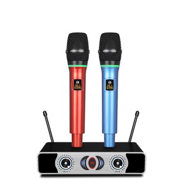 China 2021 Handheld Microphone UHF Rechargeable Wireless Microphone Colorful Bling Wireless Microphone Best For Karaoke for sale