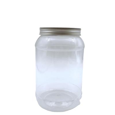 China food & Beverage Packaging 1300ml 1.3L Pet Food Round Shape Grade Plastic Jar For Oil Cream Biscuit Candy Honey With Aluminum Cap for sale