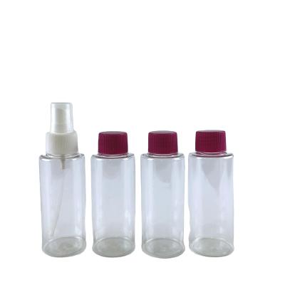 China Liquid Packaging PET White Plastic Travel Set Cosmetic Lotion Liquid Bottle With Bag for sale