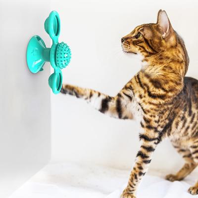 China Stocked Hot Selling Turntable Teasing Cat Toys Butterfly Windmill Cat Toy Interactive Windmill Turn The Cat Toy for sale