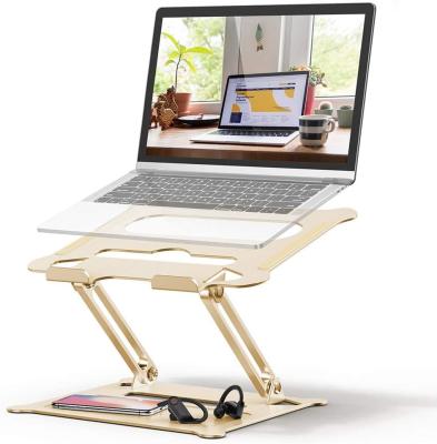 China Laptop Stand Adjustable Portable Computer Stand Rriser & Multi-Angle Stand with Heat-Vent to Elevate 10~17 in Laptop Holder Gold for sale