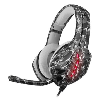 China J1 camouflage gray LED gaming headset with stereo bass microphone volume control gaming headset//Switch/PC for sale