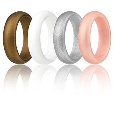 China Flexible Finger Ring Metallic Silicone Wedding Rings with Moulding Processing Service for sale