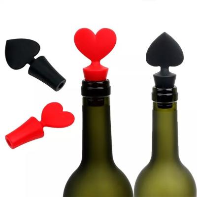 China Fresh-keeping Gel Cork Silicone Bottle Stopper Cute Top Poker Bar Accessories Wine Pourer for sale