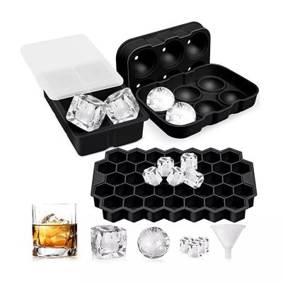 China 6-hole Round Ice Ball Mold with Honeycomb Square Ice Tray and Diamond Ice Cube Tray for sale