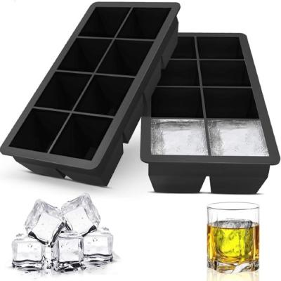 China 4 6 8 Cavity Silicone Ice Tray Mold Large Square Shape Easy Release Ice Cube Tray for sale