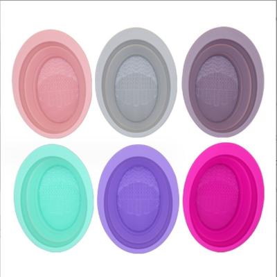 China Sustainable Style Foam Folding Cleaning Pad Silicone Makeup Brush Cleaner Wash Bowl for sale