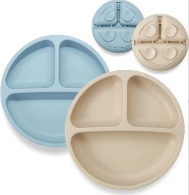 China Food Grade Silicone Baby Kids Placemat Divided Baby Suction Plates for Toddler Eating for sale