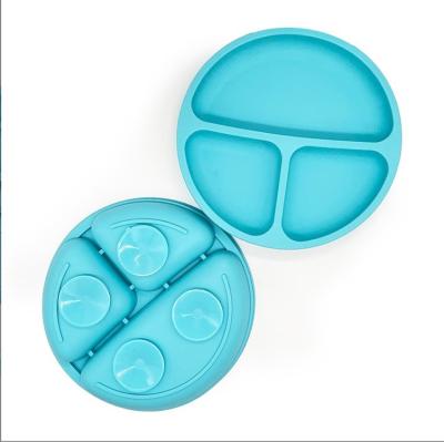 China BPA Free Silicone Non-Slip Baby Dinner Plate with Suction Cup and Food Grade Material for sale