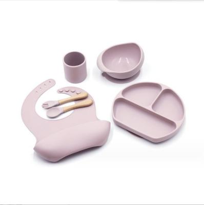 China Silicone Feeding Set Top Seller Baby Supplies Baby Dish Plates Set Newborn Set Gift for sale