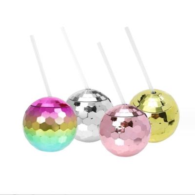 중국 American Style 600ml Unique Disco Ball Cups Electroplated Flash Spherical Double Wall Plastic Cups 판매용