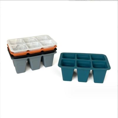 China 6cells Silicone Plastic Nursery Tray Squares Flower Pots Planters for Garden Finishing for sale