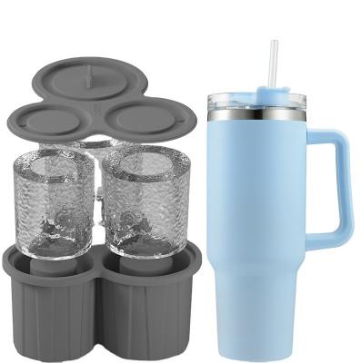 China 3 Stück Silikon-Zylinder-Eis-Form für Tumbler-Tasse und leicht zu entfernen Silikon-Eiswürfel-Tray zu verkaufen