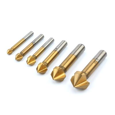 China Wood Drilling superior quality 6pcs 6.3mm-20.5mm Gold 90 Degree Wood Steel HSS Countersink Drill Bits Set for sale