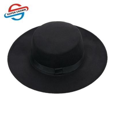 China Picture Custom Wool Cashmere Hat Flat Design Your Own Ladies 100% Wool Felt Wide Brim Felted Hat Hat For Female Women for sale