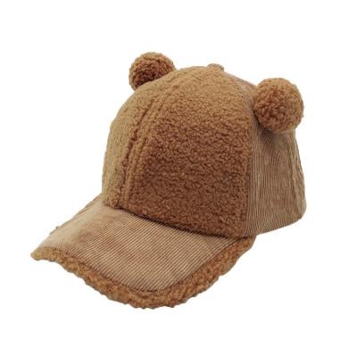 China New Winter Style Duck Tongue Bend Brim Boys Girls Lamb Hat COMMON Casual Wool Kids Warm Baseball Cap for sale