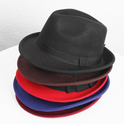 China New Picture Fashion Factory Customize Wholesale Black Felted Hat Hats For Men Autumn Winter Wool Felt Hat for sale