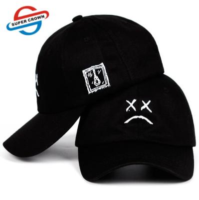 China 100% Cotton COMMON Baseball Cap Embroidery Hat Sad Face Dad Hat for sale