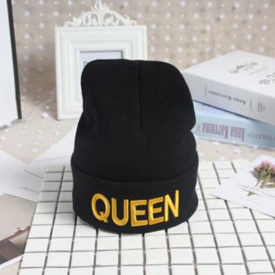 China Warm Winter Wool Hat 2 King Queen Letter Print Color Beanie Ski Knit Cap Hip-Hop Blank Women Men's Warm Unisex Style for sale