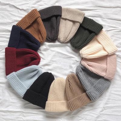 China COMMON Korean Casual Hat Beanie Cap New Candy Color Hip Hop Winter Acrylic Warm Elastic Knitting Hats For Women for sale