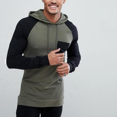 China Unipin Muscle Fit Clothing Contrast Raglan Sleeve Aplet Cut Drawstring Anti-Shrink Custom Hoodie for sale