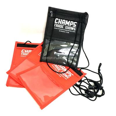 China High quality non woven material custom printing card holder neck wallet bag with zipper for sale