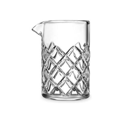 China Barware Bar Home 18.5 oz Cocktail Mixing Glass with Diamond Cut Pattern Clear for sale