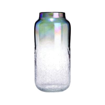 China Modern Iridescent Large Crack Glass Vase for Home Office for sale