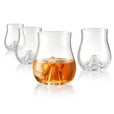 China Modern 12 oz whiskey swirl glass set of 4 with center punt suitable for Bourbon whiskey for sale