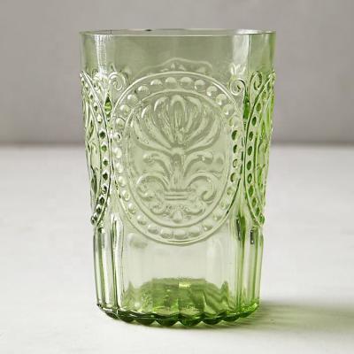 China CLASSIC 12 oz fleur de lis vintage tumbler with floral ornament and feathery fronds for sale