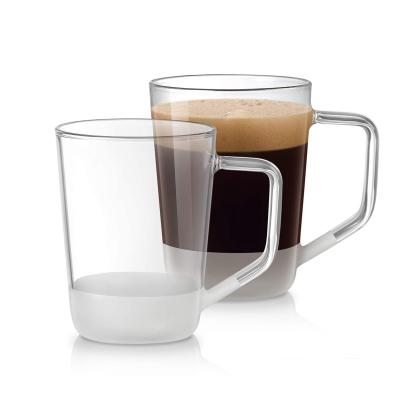 China Viable Single Wall Designed Glass Coffee Mugs With Big Handle for sale