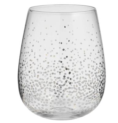 China New Classic/Postmodern 19 Ounces Stemless Wine Glass Silver Confetti for sale