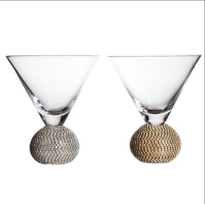 China FILE Crystal Ball Base Bottom Rhinestone Martini Stemless Glasses for sale