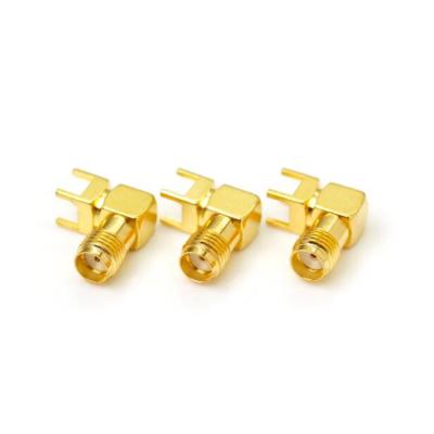 China RF SMA Female Through Hole Plug 90 DEGREE PCB Mount Right Angle SMA-KWE PCB Mount Connector RF Adapter for sale