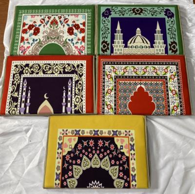 China 2021 New Design Custom Muslim Foldable Prayer Blanket 3D Non-slip Printing Prayer Mat With Backrest for sale