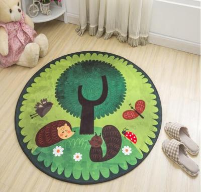 China Various Sizes Super Soft Anti-Slip Round Cartoon Printing Anti-slippery Floor Mat And Blanket for sale