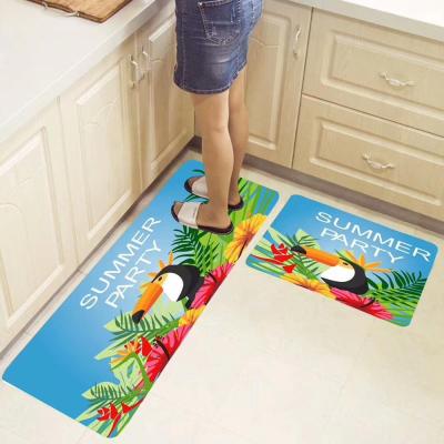 China Non Slip Kitchen Washable Blankets Set 2 Piece Kitchen Non Slip Mats And Blankets Runner Set Waterproof Kitchen Floor Cover Runner Mat for sale