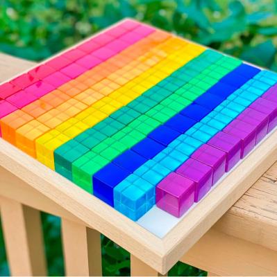 China Building Toy 100 Pcs Stacking Colorful Acrylic Gem Cubes Toys Building Blocks Set Game Rainbow Acrylic For Children for sale