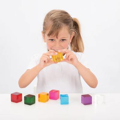 China Gem Cubes Building Blocks Light Acrylic Shade Toy Children Educational Sensory Training Rainbow Crystal Funny Toys Stacking Towel Toys for sale