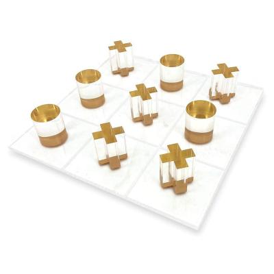 China Wholesale Tac Toe Set Factory Customize Lucite Strategy Board Game Luxe Acrylic Chess Competition 3D Tic Nits And Crosses XO Game For Kids for sale