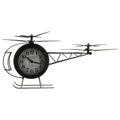 China Antique Style Helicopter Shape Metal Table Clock Custom Home Decor Table Clock for sale