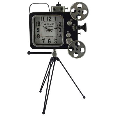 China Antique Style Vintage VCR Shape Table Clock Alarm Iron Custom Clock Table With Logo for sale