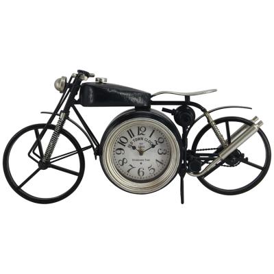 China Custom Antique Style Metal Table Clock Motorcycle Shape Home Decor Table Clock for sale